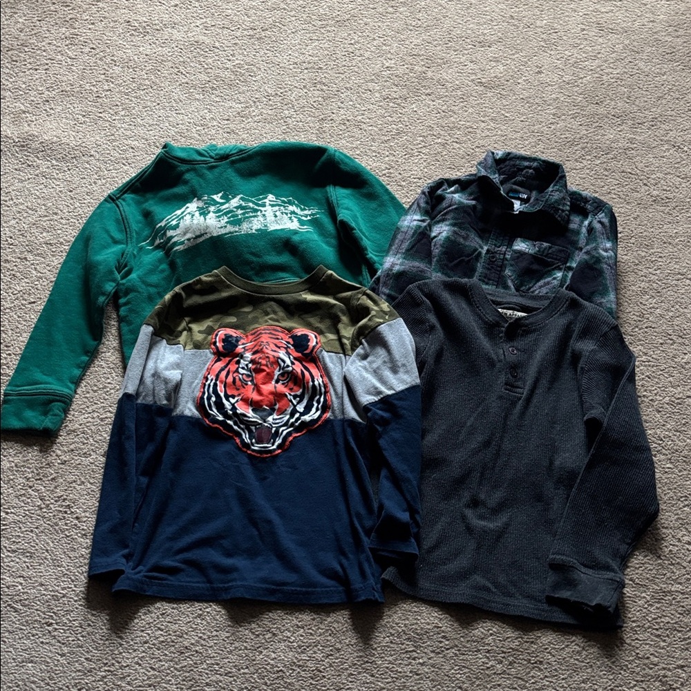 Kids Green Hoodie and Black Henley Shirt Set